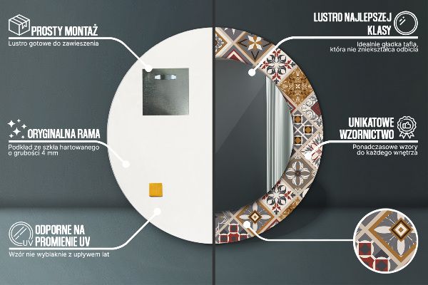 Lustro ramka z nadrukiem okrągłe Turecki wzór