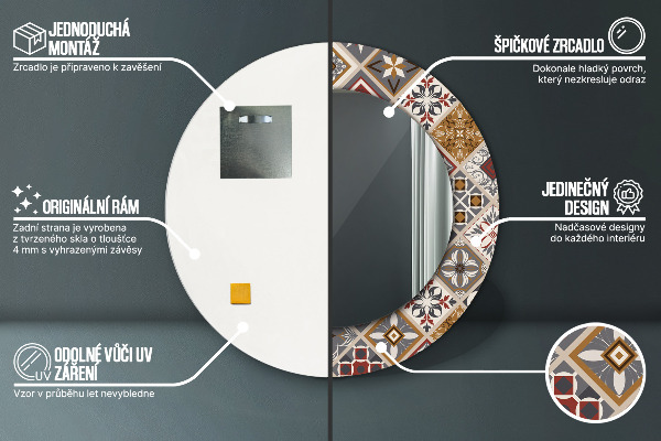 Lustro ramka z nadrukiem okrągłe Turecki wzór