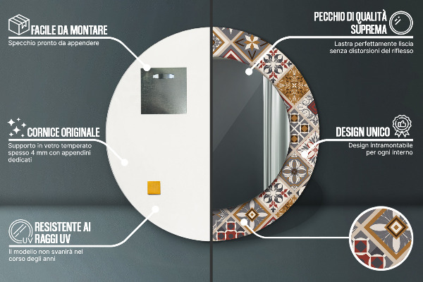 Lustro ramka z nadrukiem okrągłe Turecki wzór