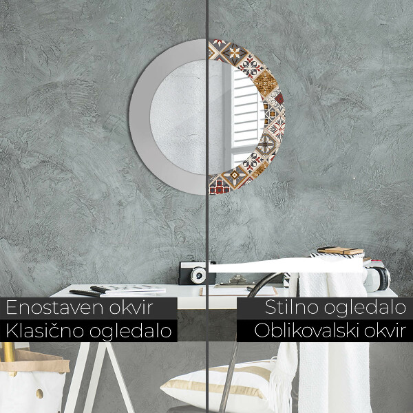 Lustro ramka z nadrukiem okrągłe Turecki wzór