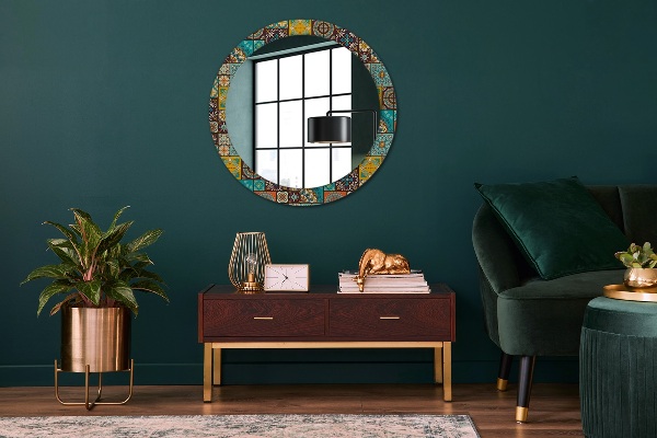 Lustro ramka z nadrukiem okrągłe Wzór arabski
