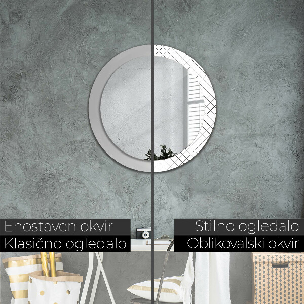 Lustro ramka z nadrukiem okrągłe Poprzeczne linie