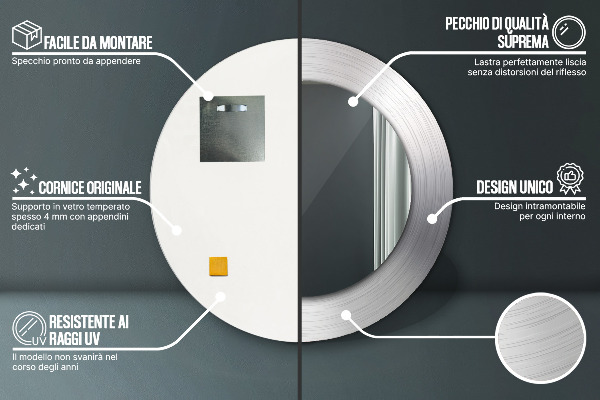 Lustro ścienne dekoracyjne okrągłe Błyszcząca stal