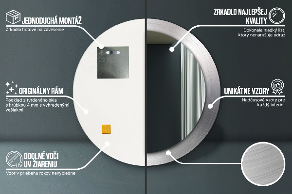 Lustro ścienne dekoracyjne okrągłe Błyszcząca stal