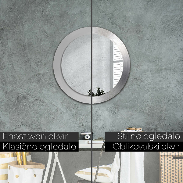 Lustro ścienne dekoracyjne okrągłe Błyszcząca stal