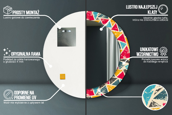 Lustro ścienne dekoracyjne okrągłe Kompozycja retro