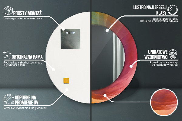 Lustro z drukowaną ramką okrągłe Hipnotyczna spirala