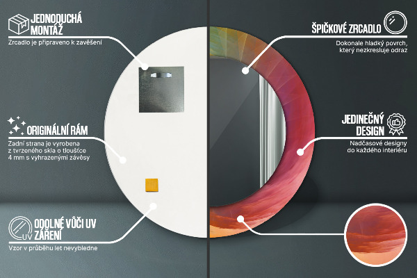 Lustro z drukowaną ramką okrągłe Hipnotyczna spirala