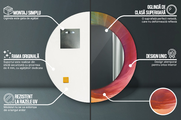 Lustro z drukowaną ramką okrągłe Hipnotyczna spirala