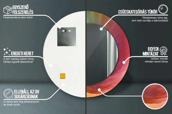 Lustro z drukowaną ramką okrągłe Hipnotyczna spirala