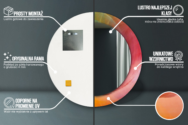 Lustro z drukowaną ramką okrągłe Hipnotyczna spirala