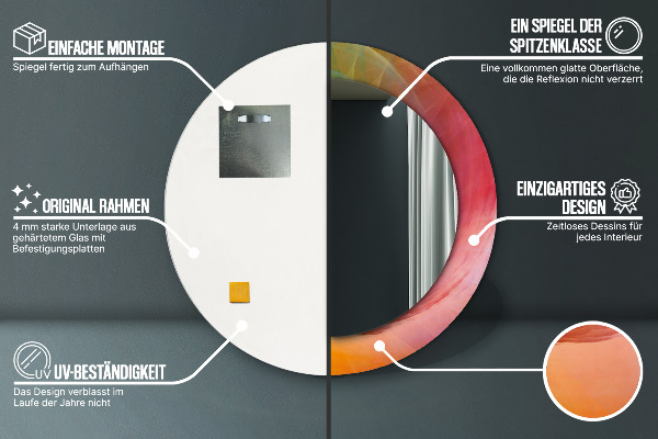 Lustro z drukowaną ramką okrągłe Hipnotyczna spirala