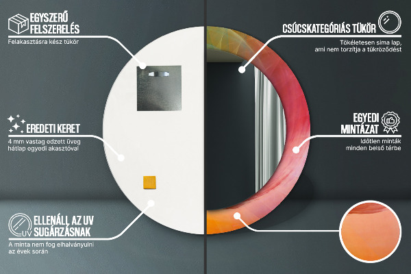 Lustro z drukowaną ramką okrągłe Hipnotyczna spirala