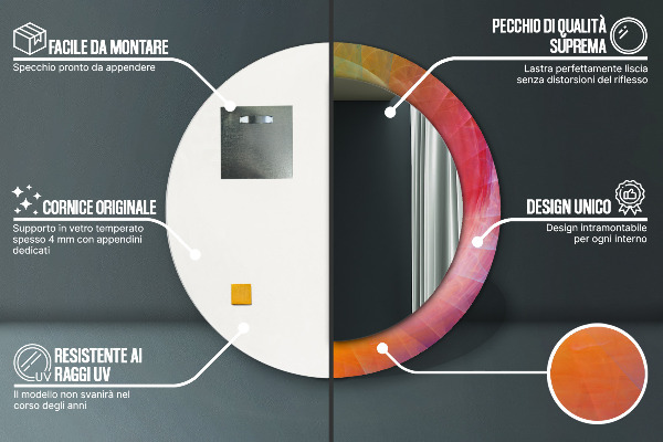 Lustro z drukowaną ramką okrągłe Hipnotyczna spirala