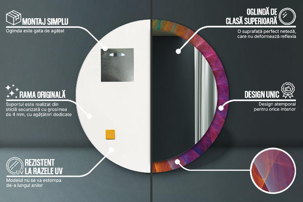 Lustro z drukowaną ramką okrągłe Hipnotyczna spirala