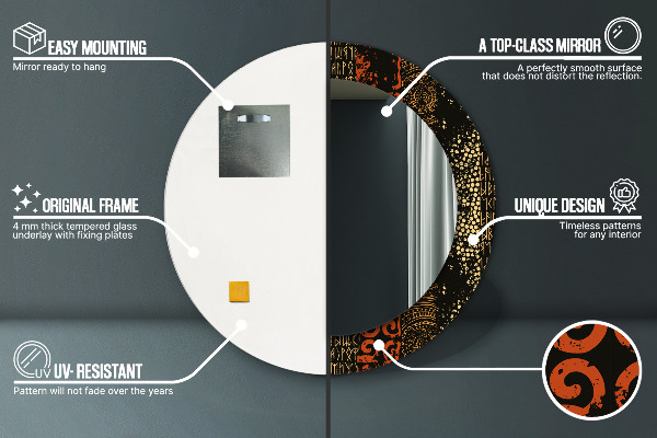 Lustro z drukowaną ramką okrągłe Grunge abstrakcyjny wzór