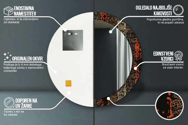 Lustro z drukowaną ramką okrągłe Grunge abstrakcyjny wzór