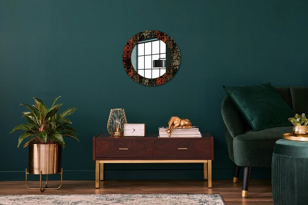 Lustro z drukowaną ramką okrągłe Grunge abstrakcyjny wzór