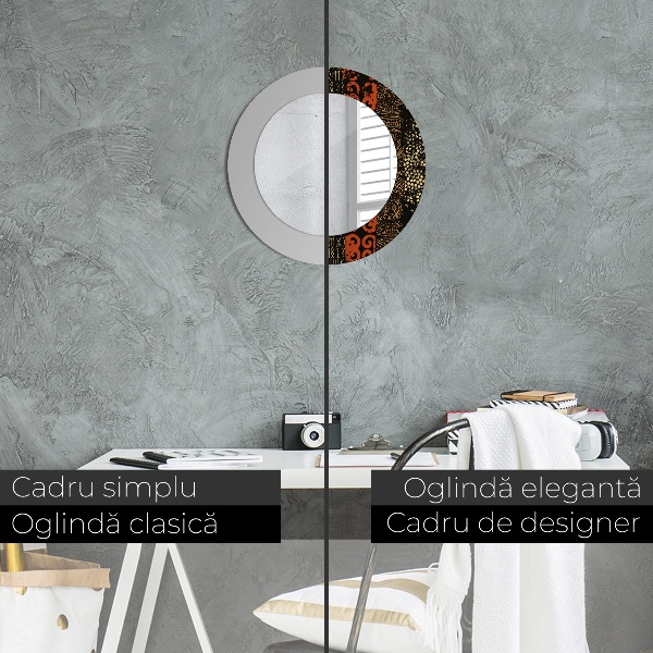 Lustro z drukowaną ramką okrągłe Grunge abstrakcyjny wzór