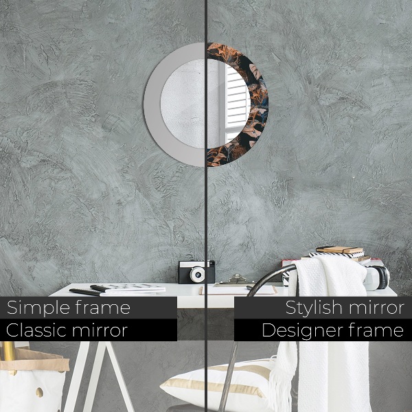 Lustro ścienne dekoracyjne okrągłe Ciemne tropikalne liście