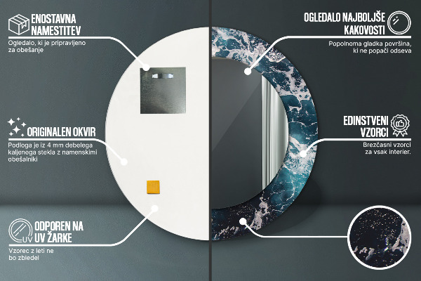 Lustro ścienne dekoracyjne okrągłe Burzliwe morze