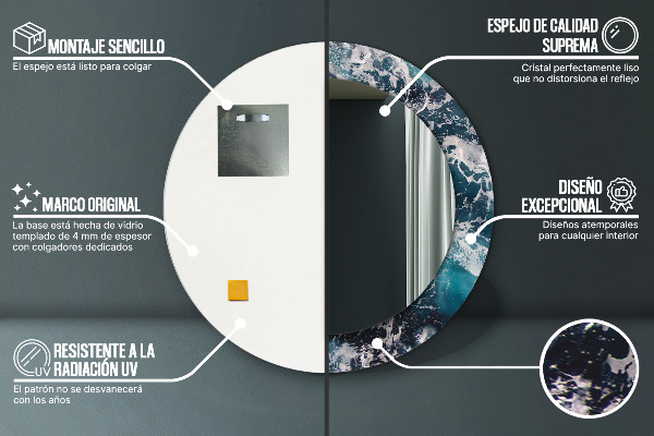 Lustro ścienne dekoracyjne okrągłe Burzliwe morze