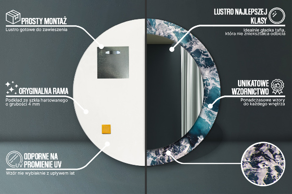 Lustro ścienne dekoracyjne okrągłe Burzliwe morze