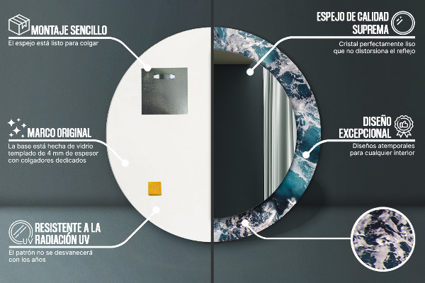 Lustro ścienne dekoracyjne okrągłe Burzliwe morze