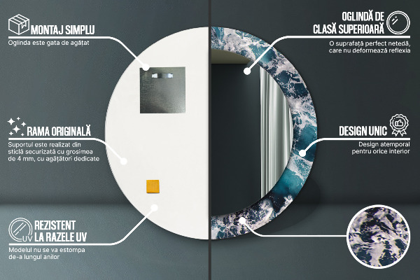 Lustro ścienne dekoracyjne okrągłe Burzliwe morze