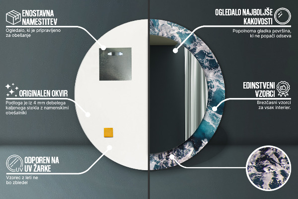 Lustro ścienne dekoracyjne okrągłe Burzliwe morze