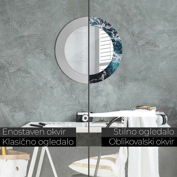 Lustro ścienne dekoracyjne okrągłe Burzliwe morze