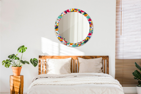 Lustro ścienne dekoracyjne okrągłe Geometryczne tropikalne ptaki