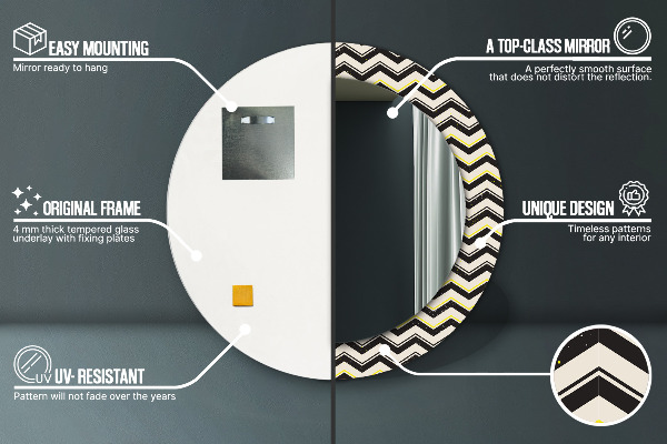 Lustro ramka z nadrukiem okrągłe Zygzakowaty wzór