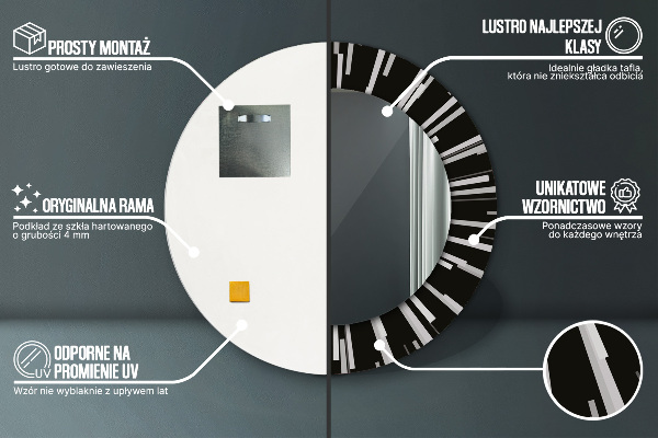 Lustro ramka z nadrukiem okrągłe Promienista kompozycja