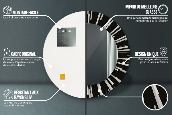 Lustro ramka z nadrukiem okrągłe Promienista kompozycja