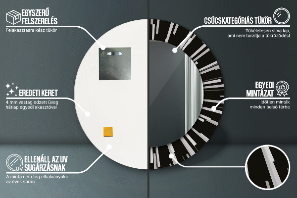 Lustro ramka z nadrukiem okrągłe Promienista kompozycja
