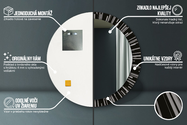 Lustro ramka z nadrukiem okrągłe Promienista kompozycja