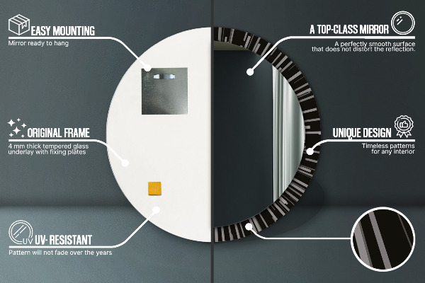 Lustro ramka z nadrukiem okrągłe Promienista kompozycja