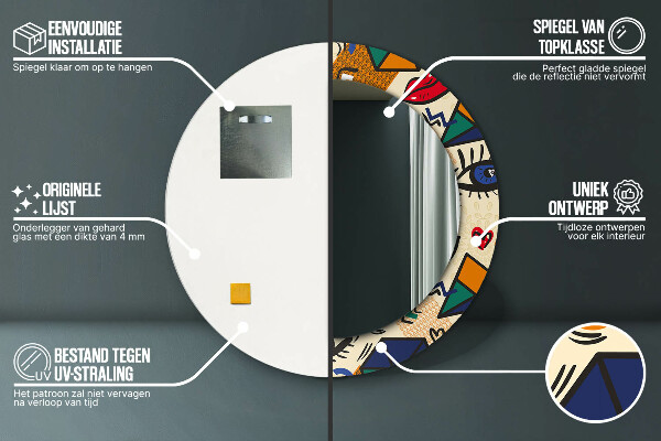 Lustro ramka z nadrukiem okrągłe Styl pop art