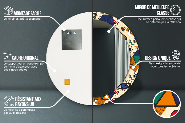 Lustro ramka z nadrukiem okrągłe Styl pop art