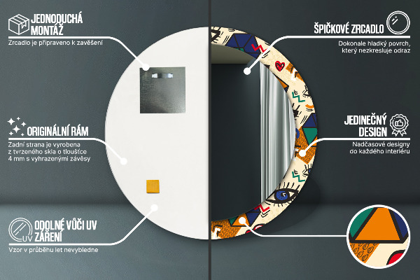 Lustro ramka z nadrukiem okrągłe Styl pop art