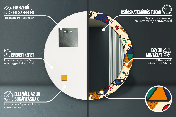 Lustro ramka z nadrukiem okrągłe Styl pop art