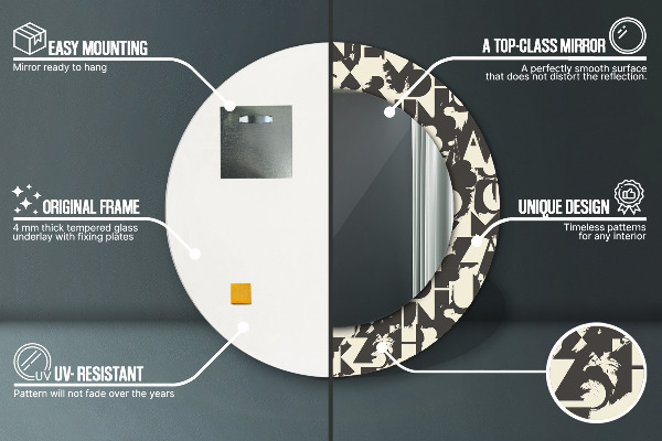 Lustro ścienne dekoracyjne okrągłe Abstrakcyjna typografia