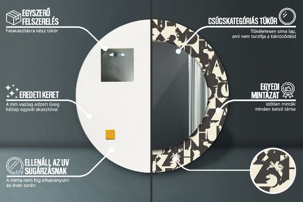 Lustro ścienne dekoracyjne okrągłe Abstrakcyjna typografia