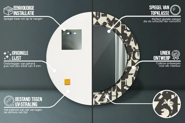 Lustro ścienne dekoracyjne okrągłe Abstrakcyjna typografia