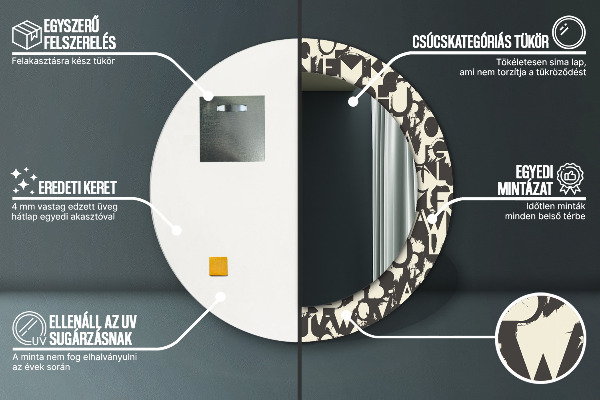 Lustro ścienne dekoracyjne okrągłe Abstrakcyjna typografia