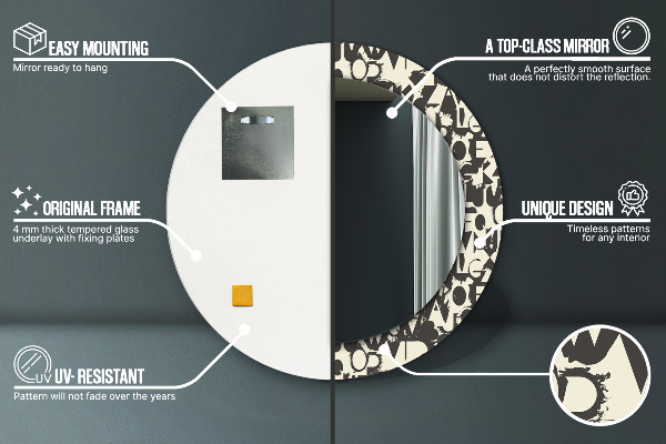 Lustro ścienne dekoracyjne okrągłe Abstrakcyjna typografia