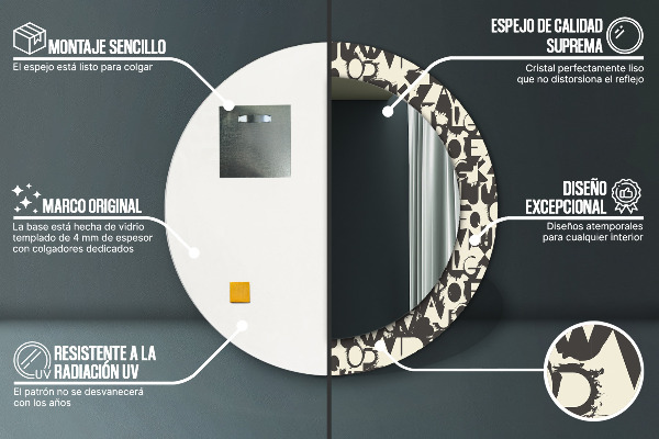 Lustro ścienne dekoracyjne okrągłe Abstrakcyjna typografia