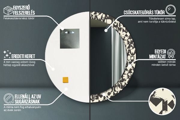 Lustro ścienne dekoracyjne okrągłe Abstrakcyjna typografia