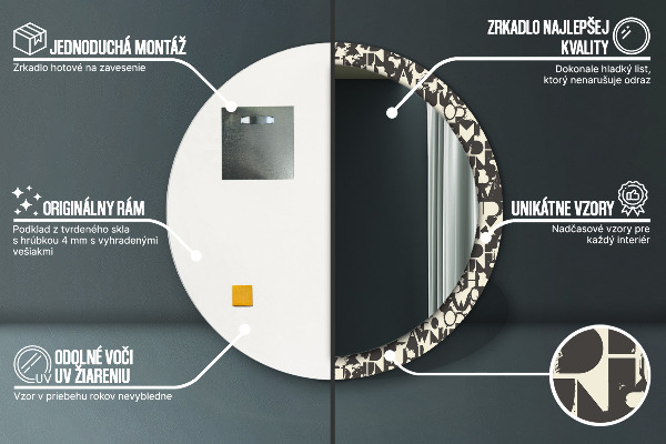 Lustro ścienne dekoracyjne okrągłe Abstrakcyjna typografia